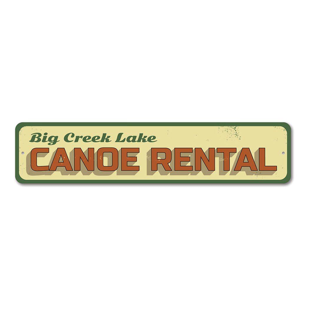 Lake Canoe Rental Metal Sign