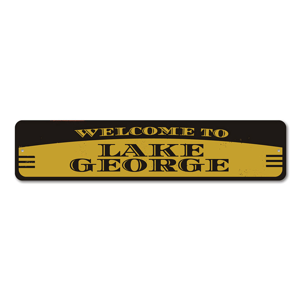 Lake Welcome Metal Sign