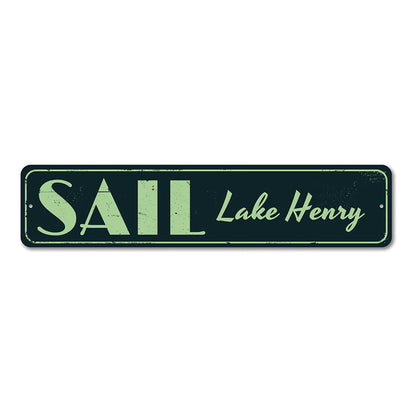 Sail Lake Name Metal Sign