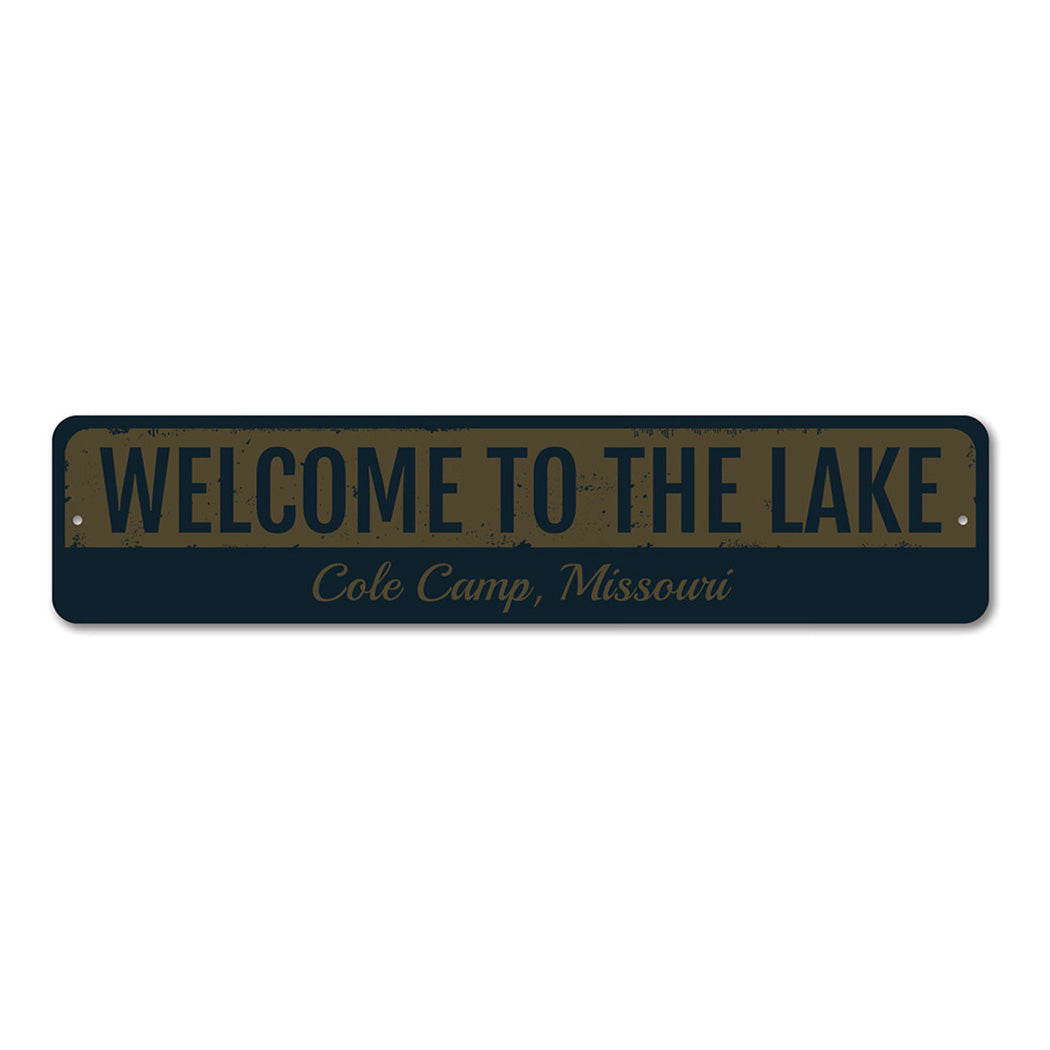 Vintage Lake Welcome Metal Sign