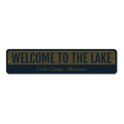 Vintage Lake Welcome Metal Sign