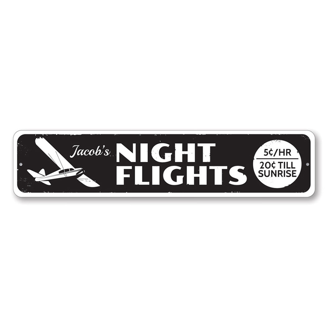 Night Flights Metal Sign