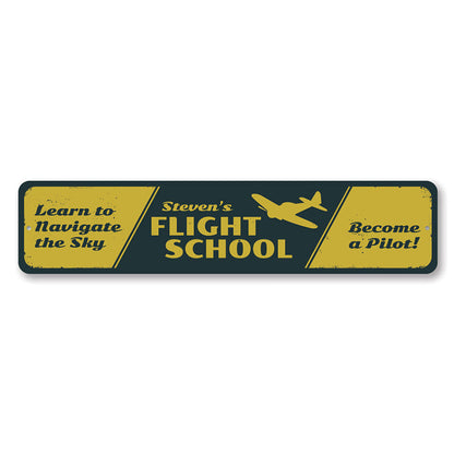 Flight School Metal Sign