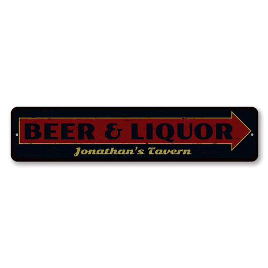 Beer & Liquor Metal Sign