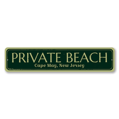 Private Beach Location Metal Sign