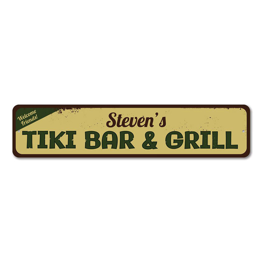 Tiki Bar & Grill Metal Sign