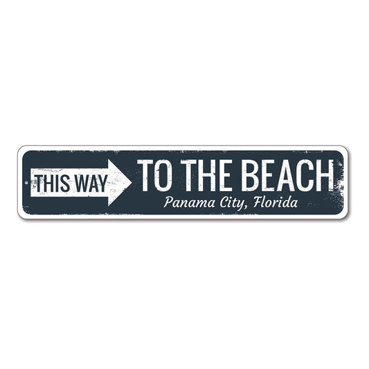 Beach Directional Metal Sign