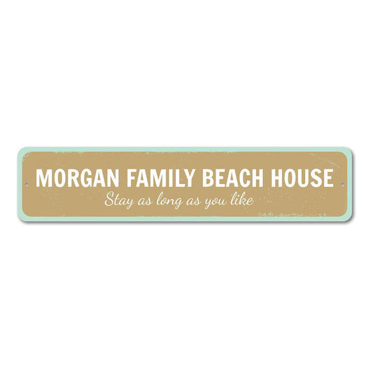 Family Beach House Metal Sign