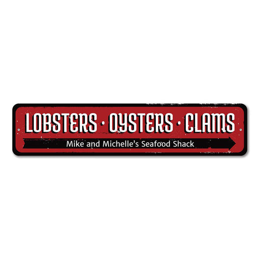 Lobsters Oysters Clams Metal Sign
