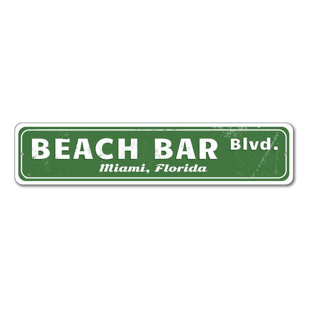 Beach Bar Street Metal Sign