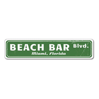 Beach Bar Street Metal Sign