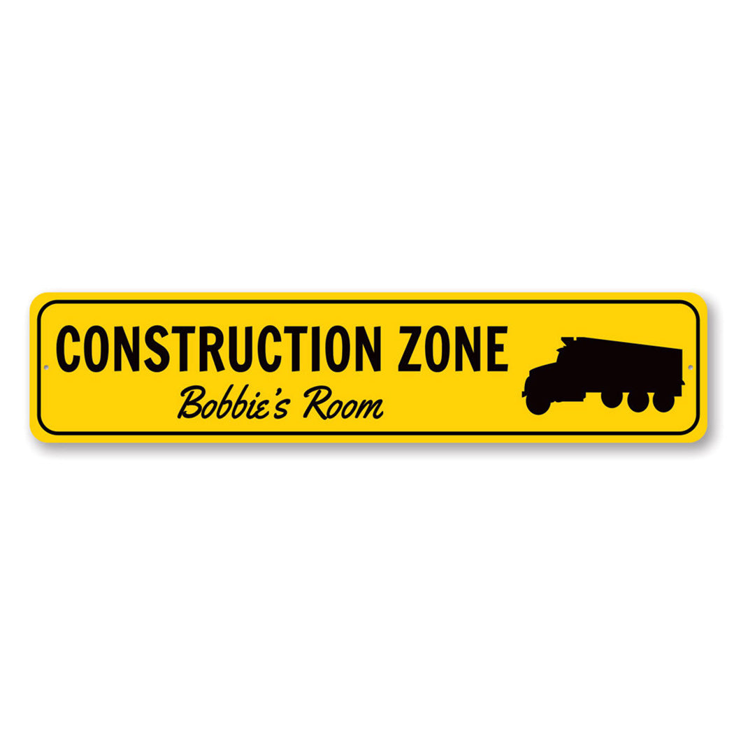 Construction Zone Metal Sign