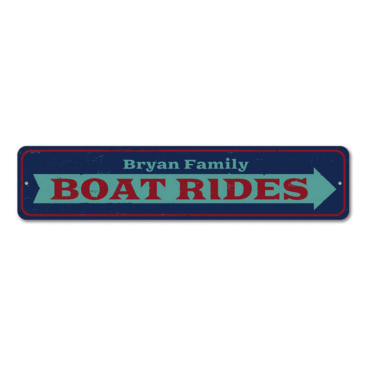 Boat Rides Arrow Metal Sign