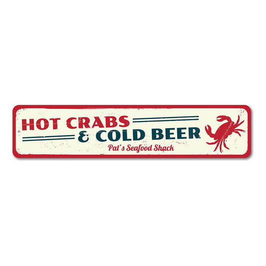 Hot Crabs & Cold Beer Metal Sign