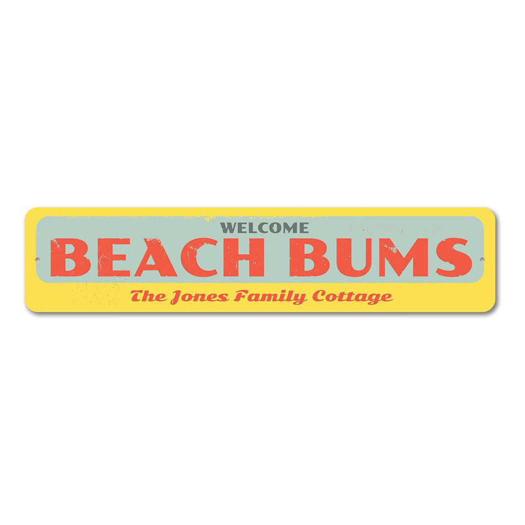 Welcome Beach Bums Metal Sign