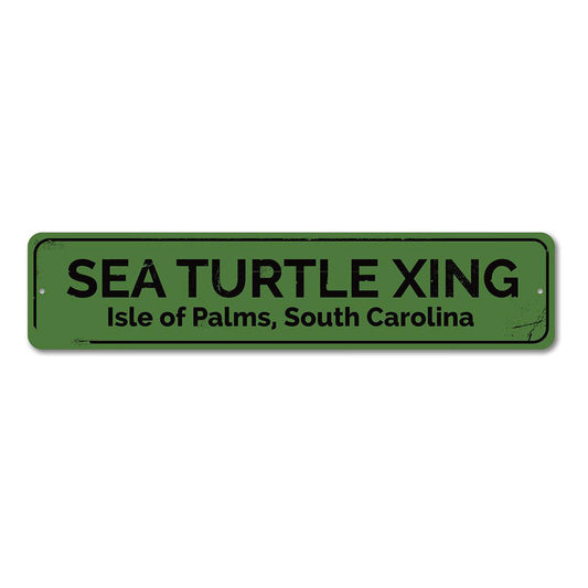Sea Turtle Crossing Metal Sign