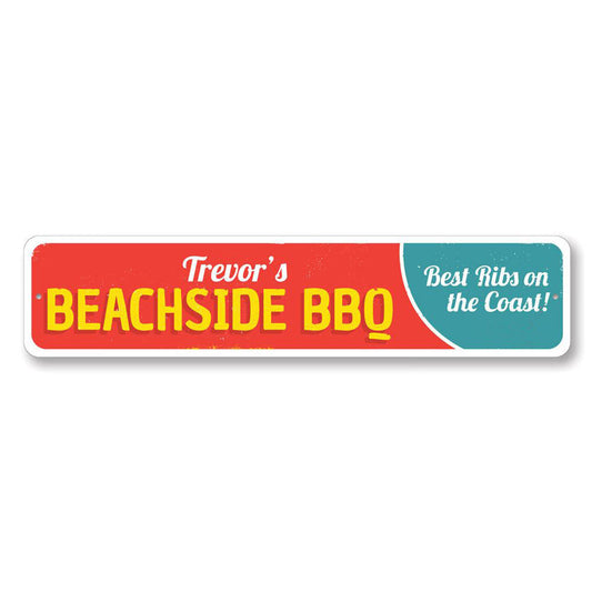 Beachside BBQ Metal Sign