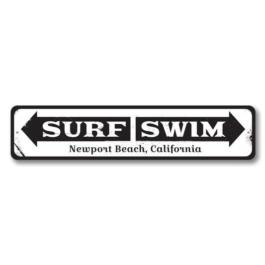 Surf Swim Arrow Sign
