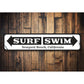 Surf Swim Arrow Sign