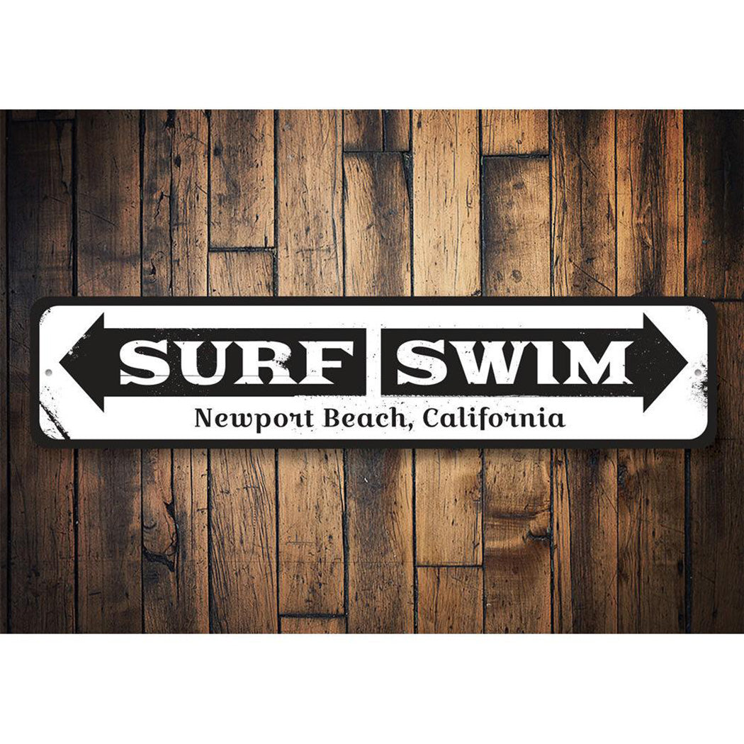 Surf Swim Arrow Sign