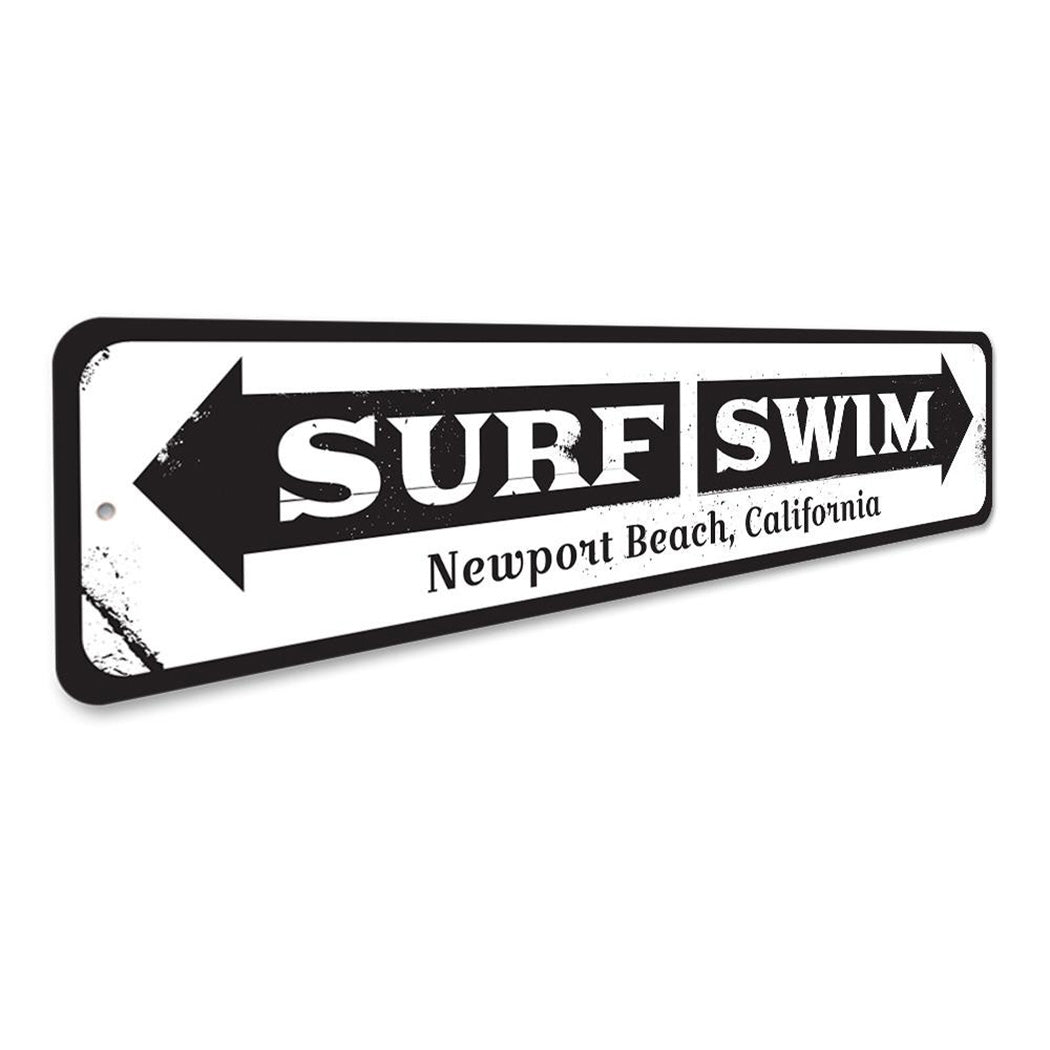 Surf Swim Arrow Sign