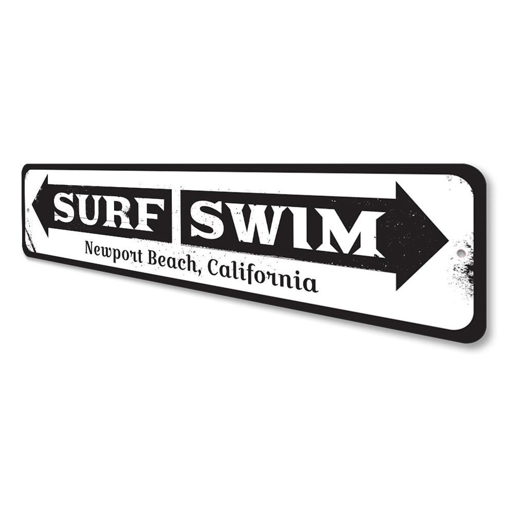 Surf Swim Arrow Sign