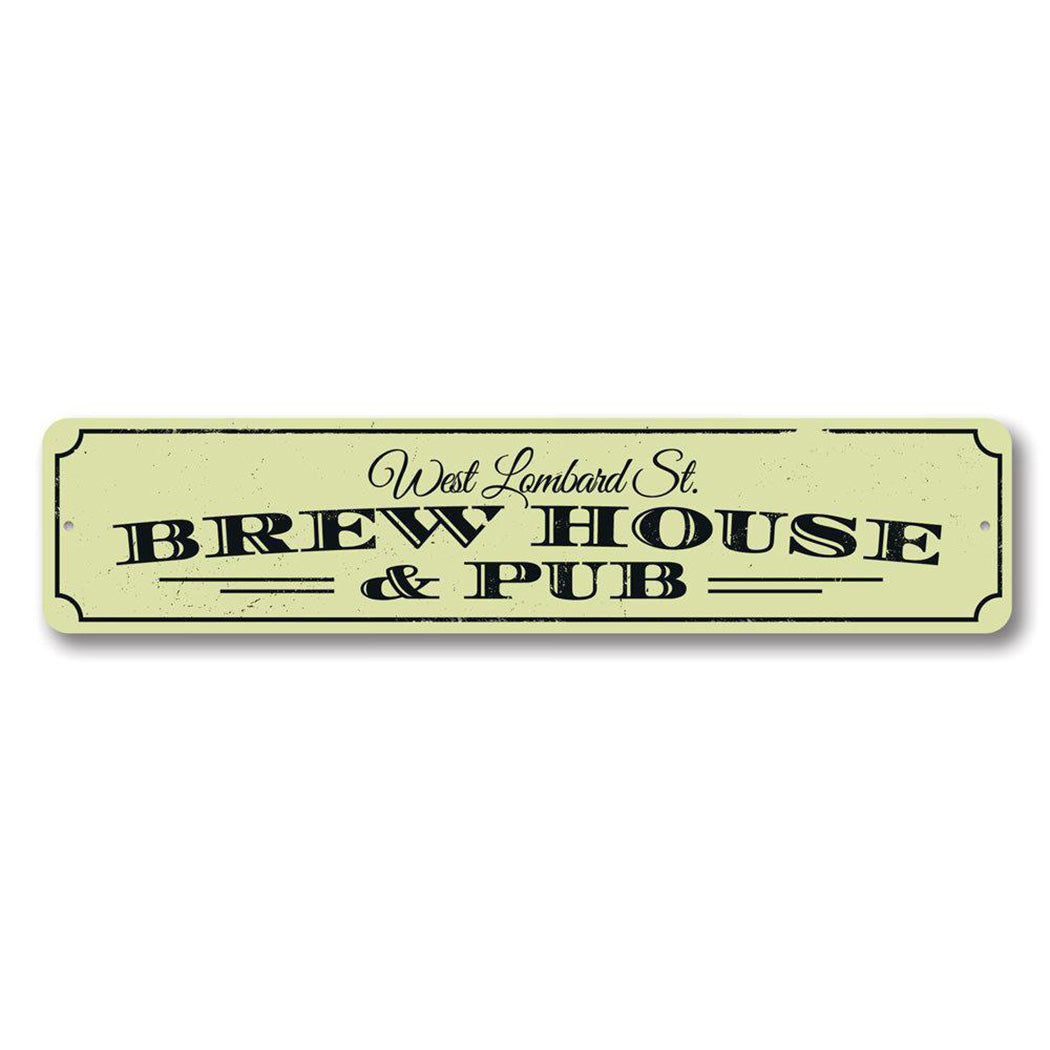 Pub & Brewhouse Address Metal Sign