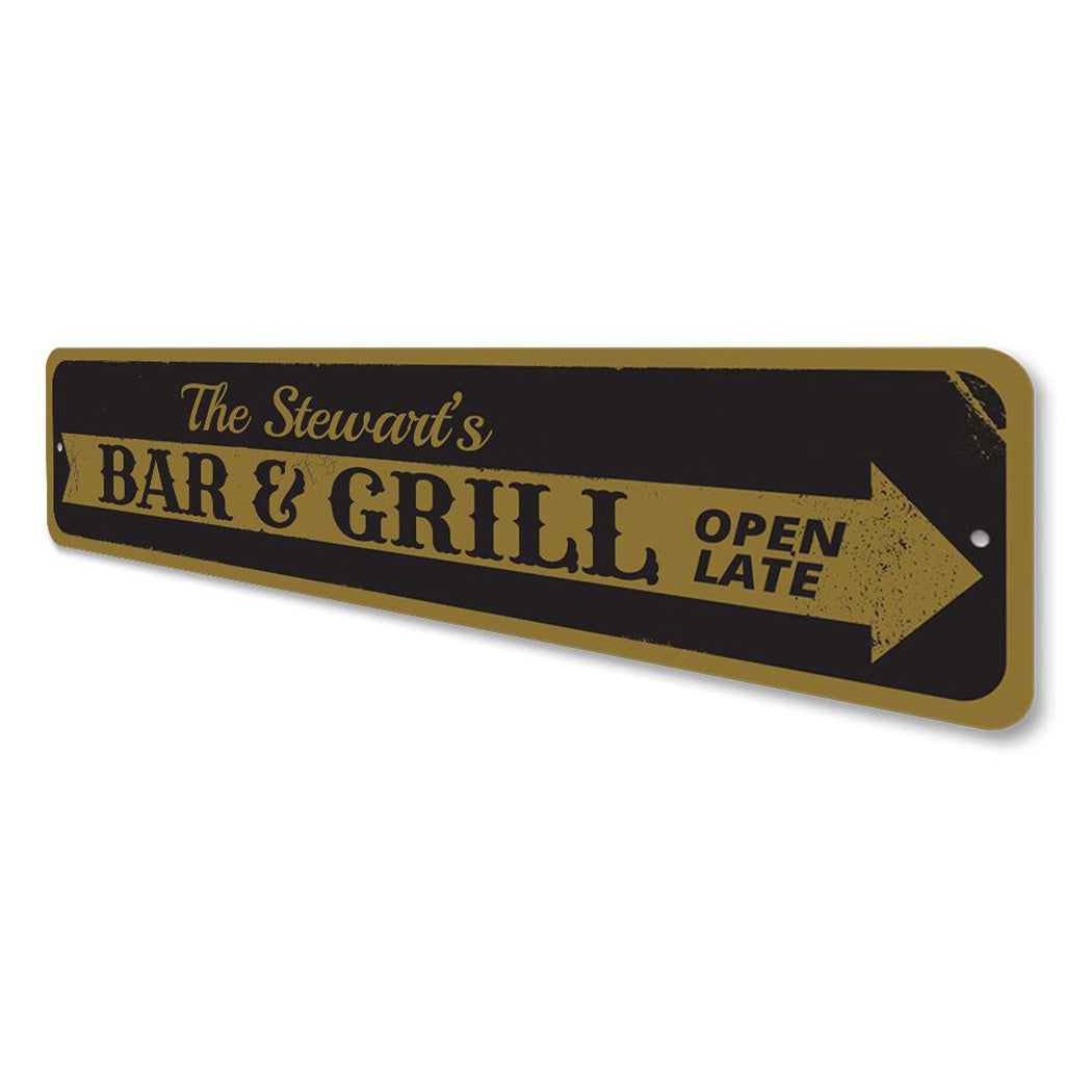 Bar & Grill Arrow Sign
