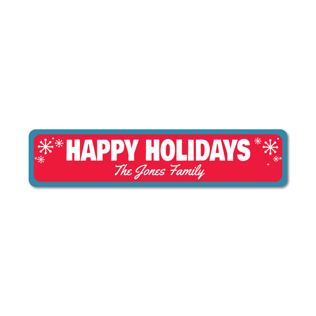 Happy Holidays Snowflake Metal Sign