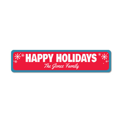 Happy Holidays Snowflake Metal Sign