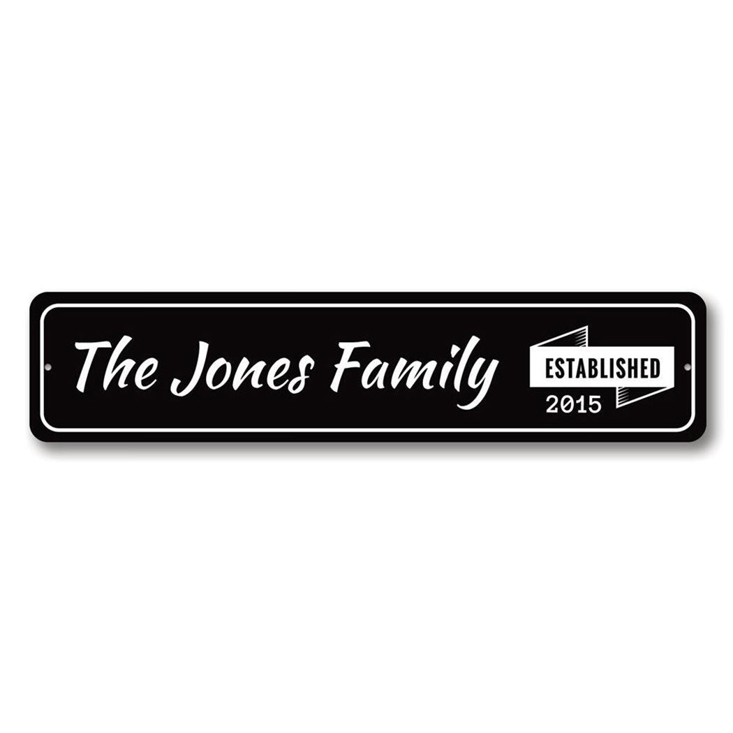 Family Name Established Metal Sign