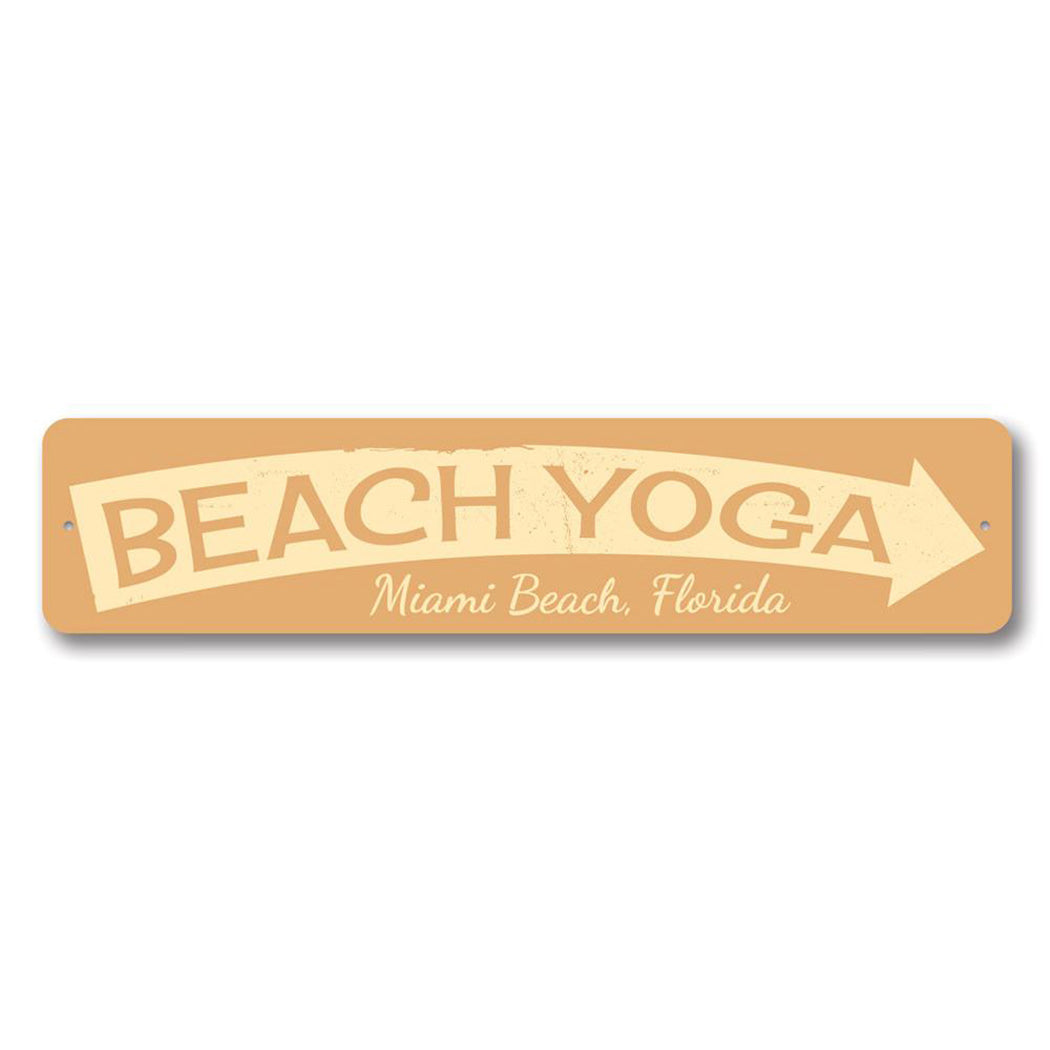 Beach Yoga Metal Sign