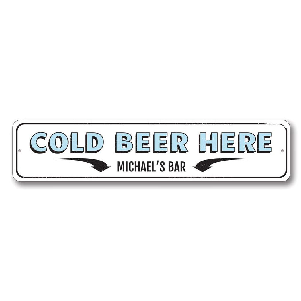 Vintage Cold Beer Here Metal Sign