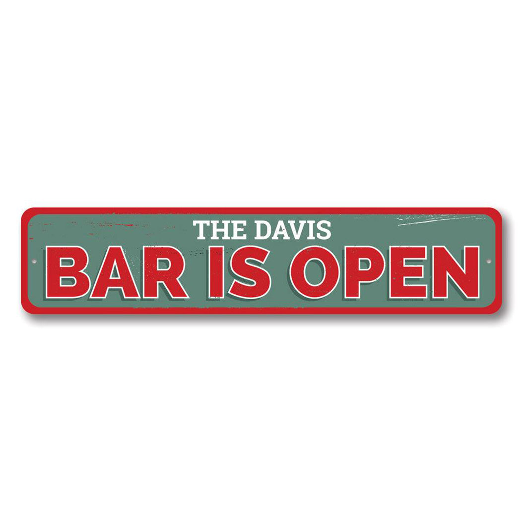 Bar Is Open Metal Sign