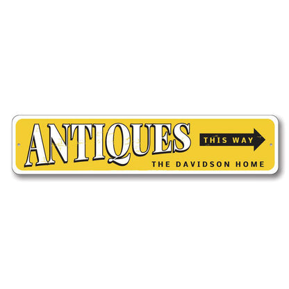 Antiques This Way Metal Sign