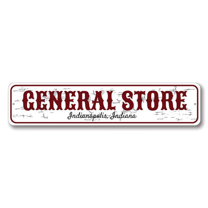 General Store City State Metal Sign