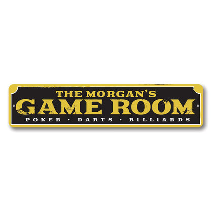 Family Game Room Metal Sign