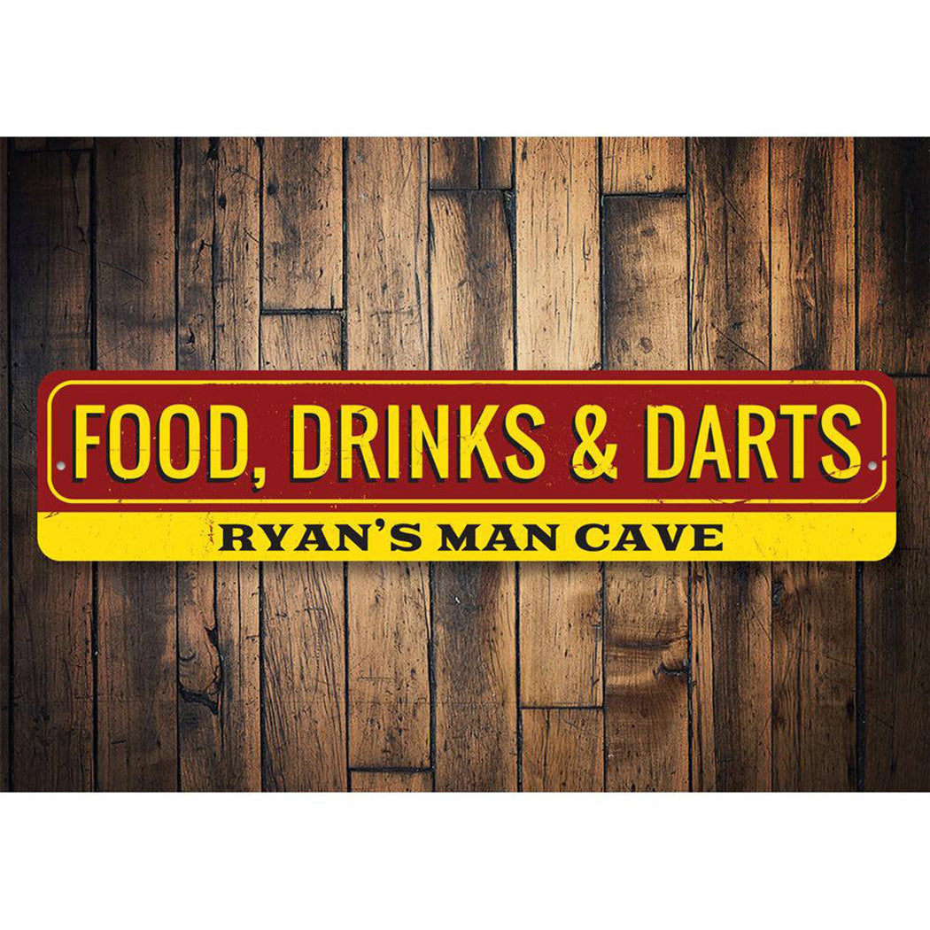 Food Drinks and Darts Sign