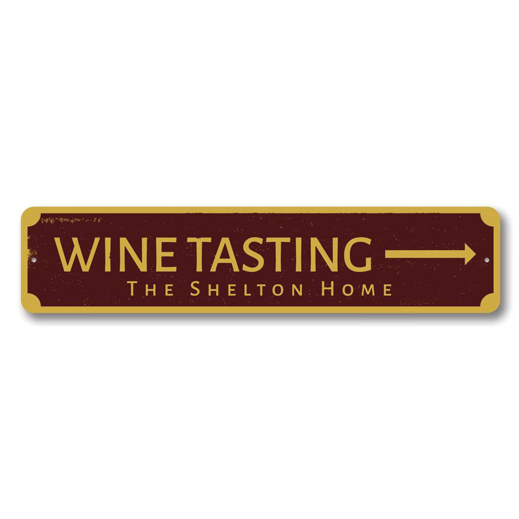 Wine Tasting Arrow Metal Sign