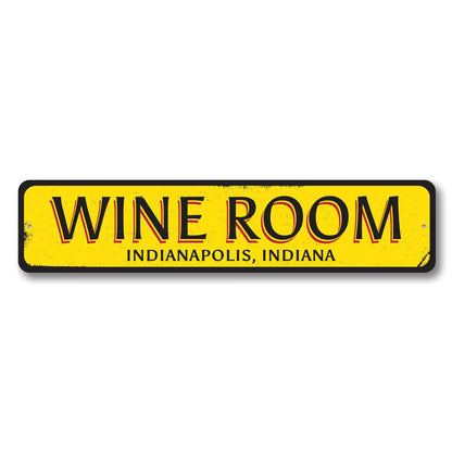 Wine Room Location Metal Sign