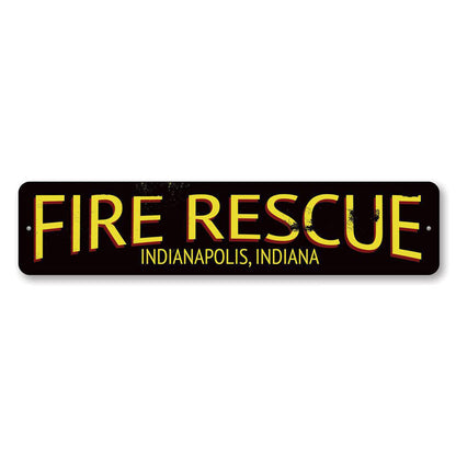 Fire Rescue City State Metal Sign
