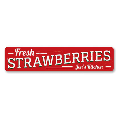 Fresh Strawberries Metal Sign