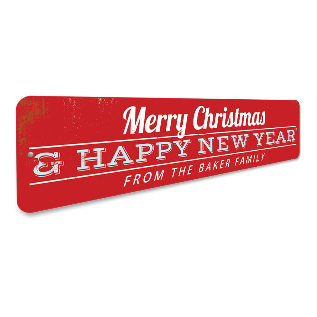 Merry Christmas & Happy New Year Family Sign