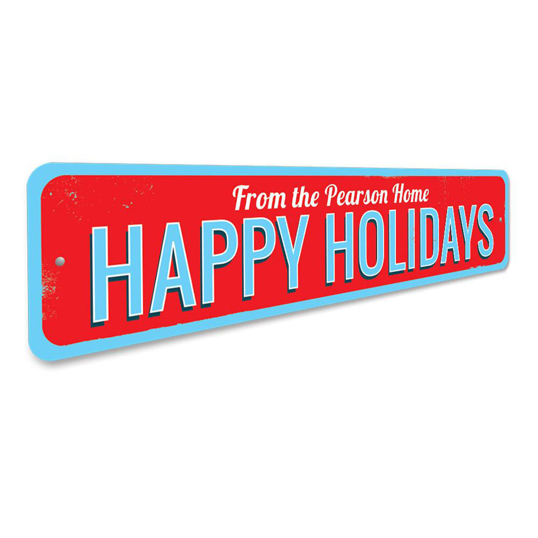Happy Holidays Family Name Sign