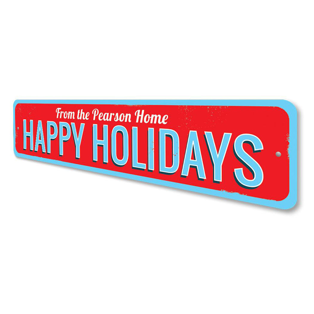 Happy Holidays Family Name Sign