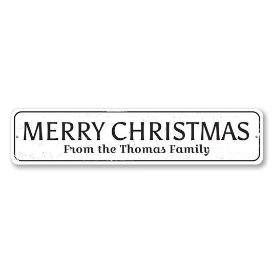 Merry Christmas Family Name Metal Sign