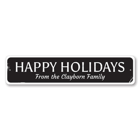 Happy Holidays Family Metal Sign