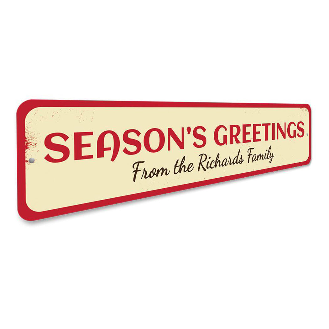 Season's Greetings Family Name Sign