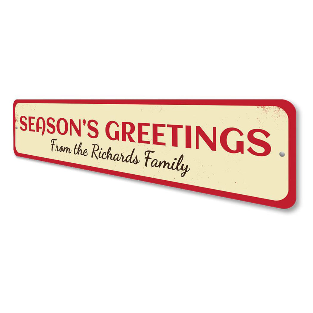 Season's Greetings Family Name Sign