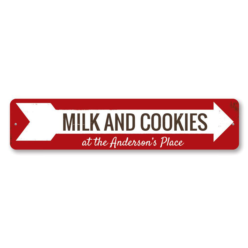 Milk & Cookies Arrow Metal Sign